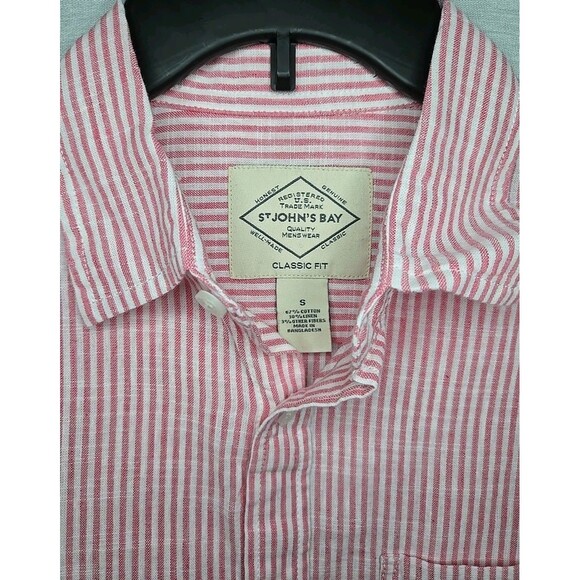 St John's Bay Classic Fit Long Sleeve Button Shirt, Sz Small, Rose Bengal NWT - Picture 8 of 8